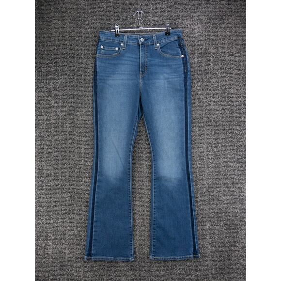 Levis Jeans Womens 29x29.5 Blue 725 High Rise Boot Cut Stretch Distressed Denim - Picture 1 of 15